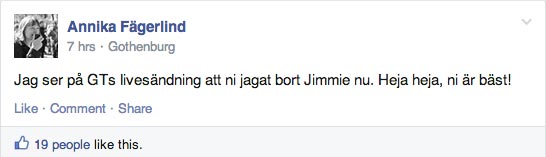 Här uppmuntrar Annika till mötesstörningar mot Sverigedemokraterna i Ung Vänsters facebookgrupp.