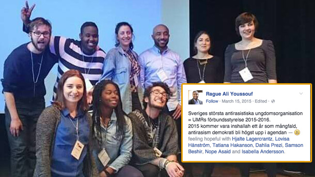 Sveriges största antirasistiska ungdomsorganisation= UMRs förbundsstyrelse 2015-2016. 2015 kommer vara inshallah ett år som mångfald, antirasism demokrati bli högst upp på agendan, skriver Rague när han publicerar den här bilden på Facebook.