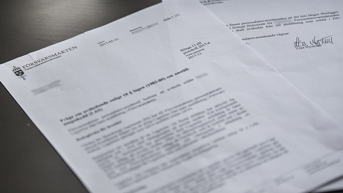 Försvarsmaktens beslut att sparka Erik. Foto: Nyheter Idag