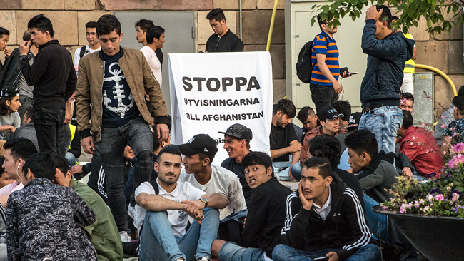 Genrebild. Ensamkommande flyktingbarn demonstrerar i Stockholm. Foto: Nyheter Idag