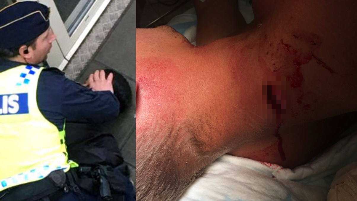 Muhammad grips, den knivskurne polismannen på sjukhuset. Foto: Privat/polisen