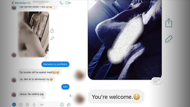 ”Nu skäms jag” svarar SD-ledamoten när han förstår att sexbilden är oönskad