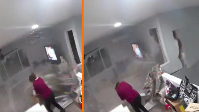 Här krossas hon nästan i sitt eget hem av rullsten