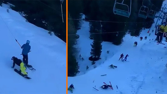 Snowboardåkare fällde fyra och smet – greps av polis efter skidkaos