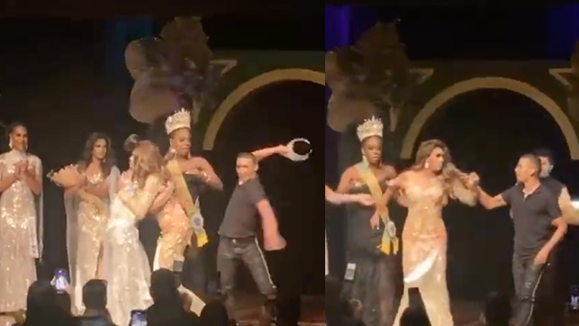 Kom tvåa i skönhetstävling – då stormar maken scenen