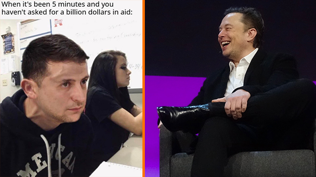 Raseri mot Musk efter skämt om Zelenskyj
