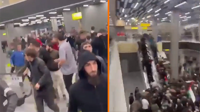 Här stormar pöbeln flygplatsen på jakt efter judar